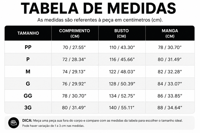 Guia de Tamanhos
