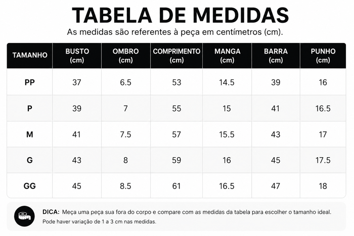 Guia de Tamanhos