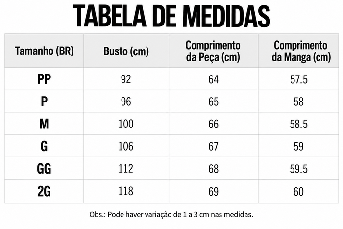 Guia de Tamanhos