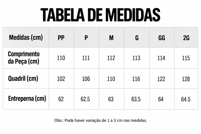 Guia de Tamanhos