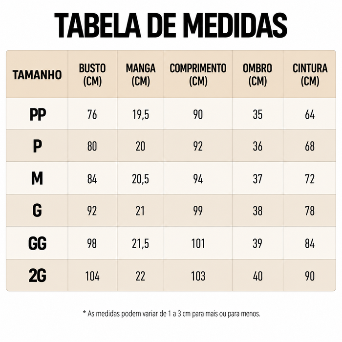 Guia de Tamanhos