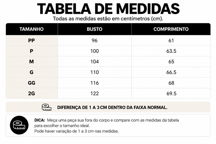 Guia de Tamanhos