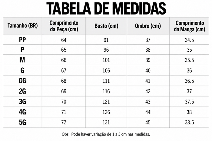 Guia de Tamanhos