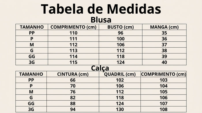 Guia de Tamanhos