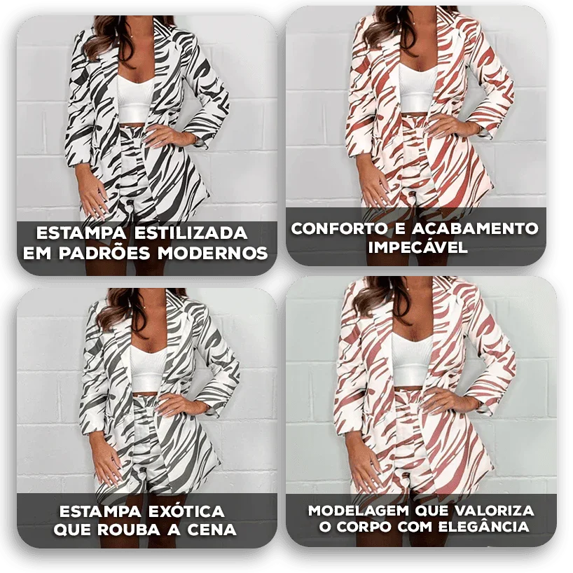 Conjunto Kiara™ com Estampa Exótica e Modelagem Elegante / Ousadia e Sofisticação em Cada Detalhe!