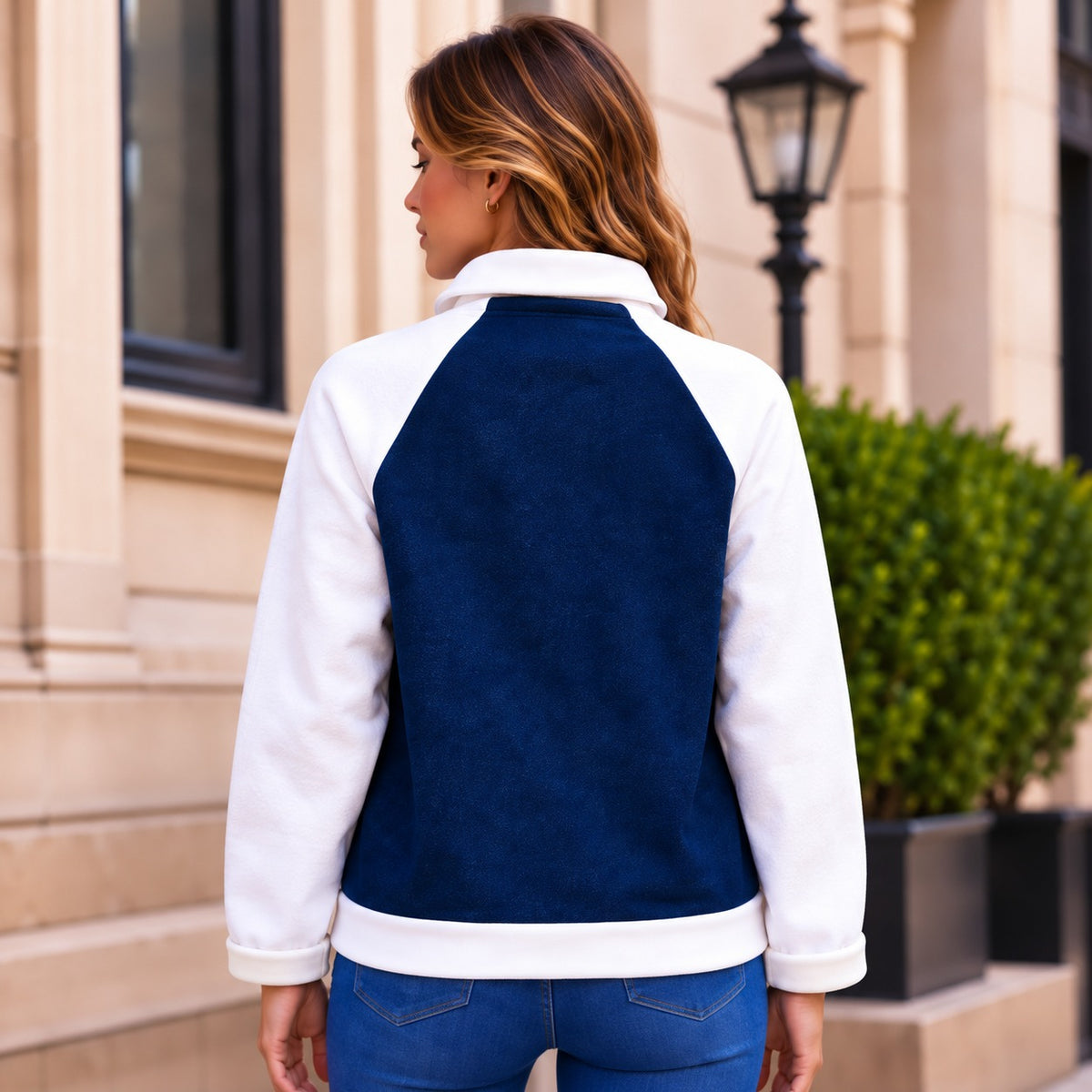 Jaqueta Verona™ com Design Bicolor e Gola Alta Estruturada / Presença Para Looks Urbanos Sem Exageros