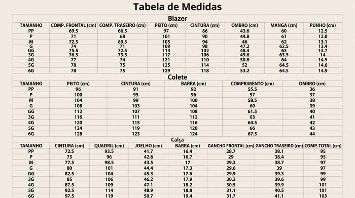 Guia de Tamanhos