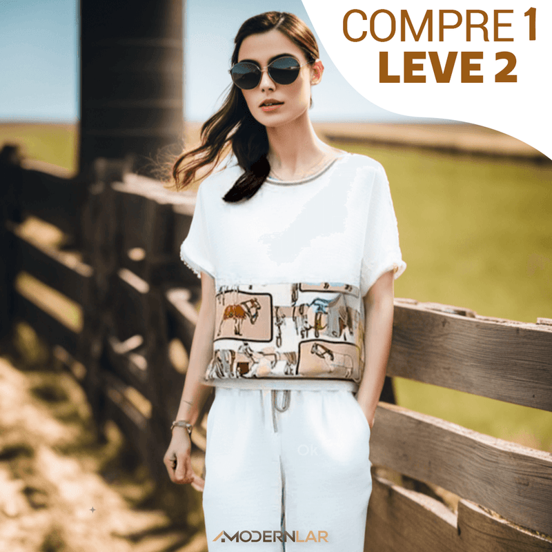 (Super Promo: Compre 1, Leve 2) Conjunto Loretta em Algodão Soft / Soltinho, Elegante e o Mais Fácil de Agradar!