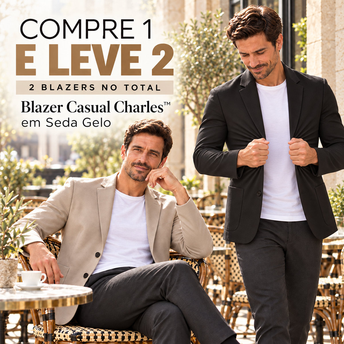 [COMPRE 1 E LEVE 2] Blazer Casual Charles™ em Seda Gelo com Alta Elasticidade e Proteção UV