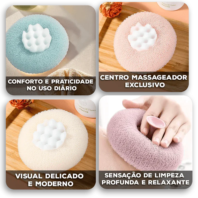 [COMPRE 1 E LEVE 4] Esponja NuvaCare™ com Centro Massageador / Para um Banho Leve, Puro e Revigorante!