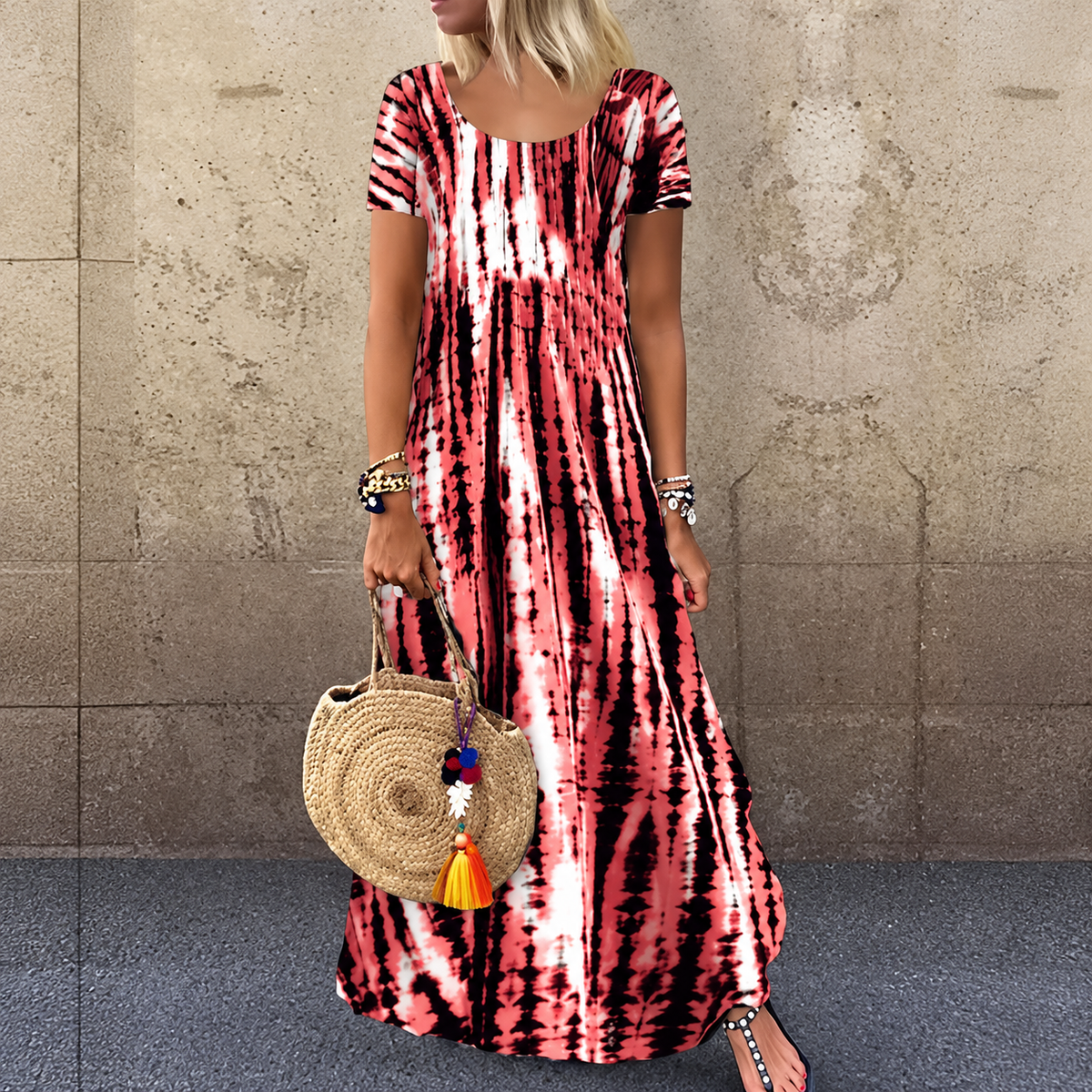 Vestido Talissa™ com Estampa Tie-Dye, Modelagem Ampla e Comprimento Longo / O Charme Boho em Uma Produção Cheia de Personalidade