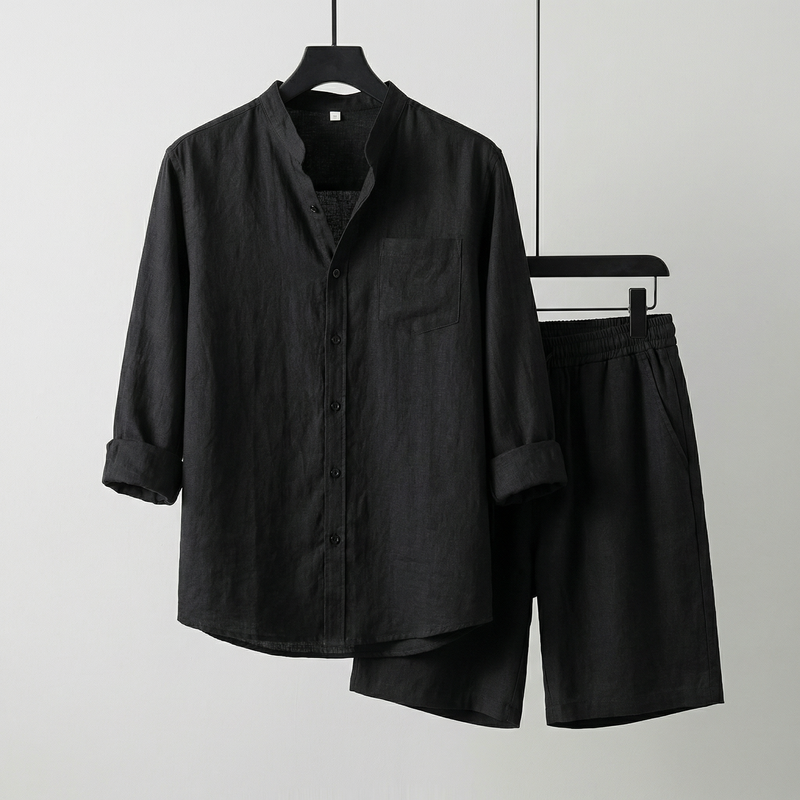 Conjunto Mediterrâneo Elite™ em Linho de Algodão e Visual Minimalista