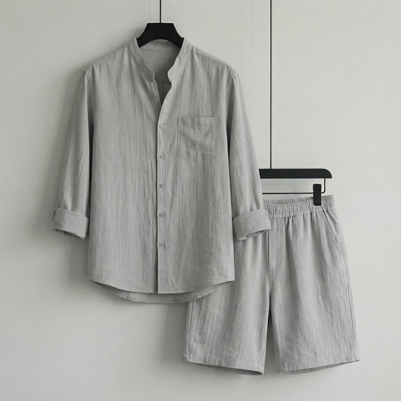 Conjunto Mediterrâneo Elite™ em Linho de Algodão e Visual Minimalista