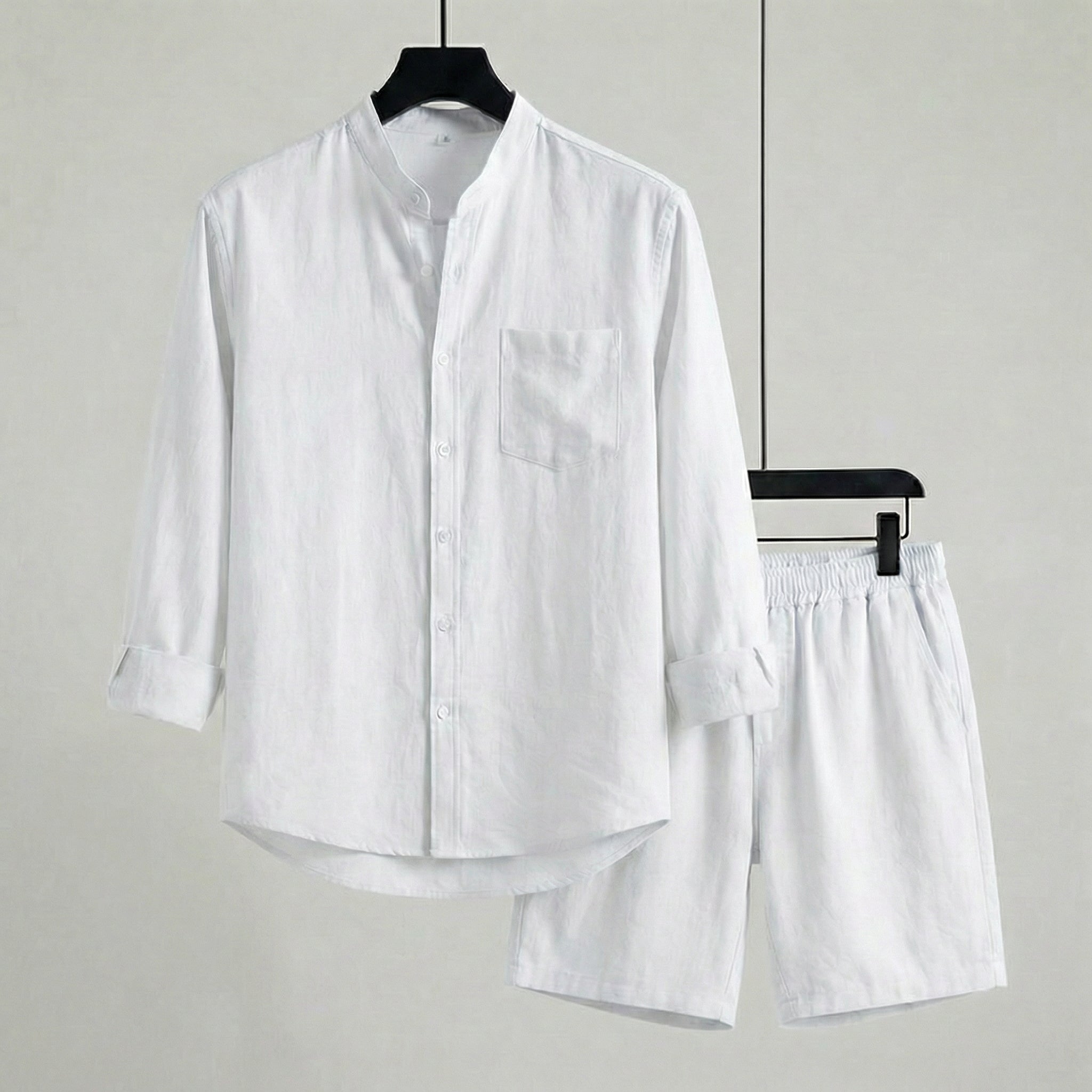 Conjunto Mediterrâneo Elite™ em Linho de Algodão e Visual Minimalista