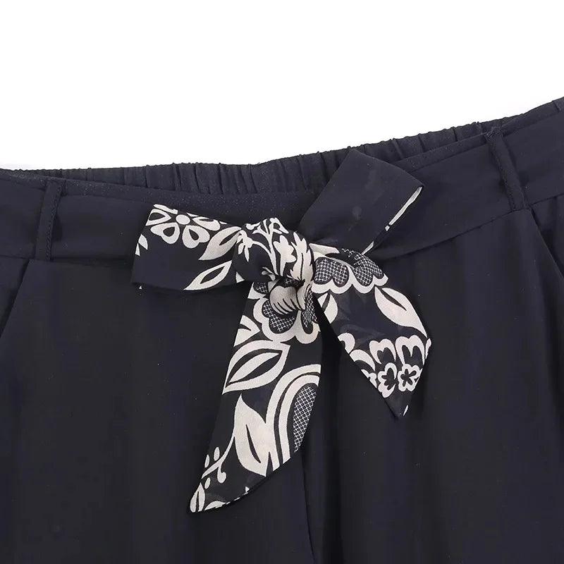 Calça Saia Jasmine™ com Design Floral em Chiffon / Estilo e Versatilidade com um Toque de Natureza! - ModernLar