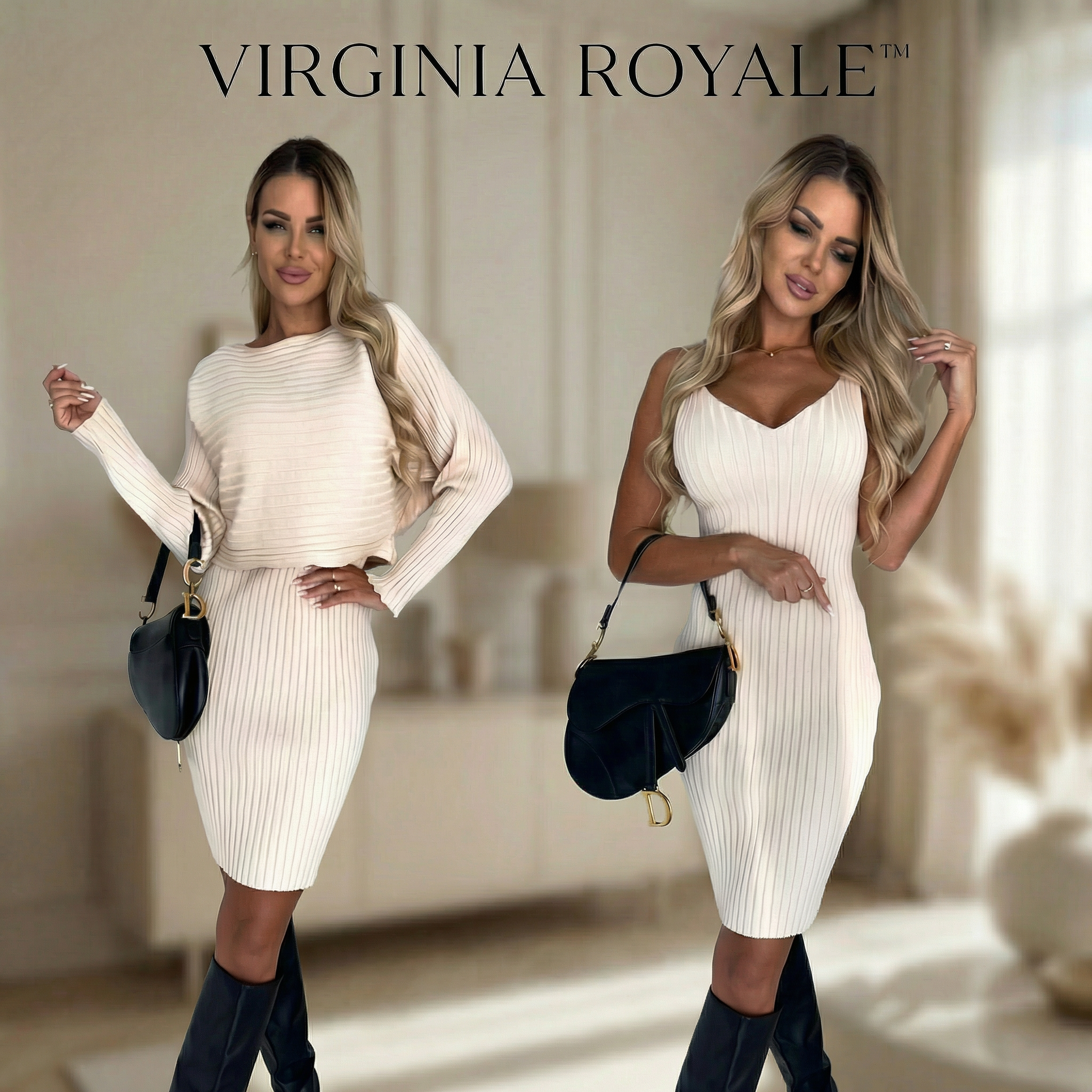 Conjunto Virginia Royale™ em Malha Premium com Sobreposição 2 em 1 Elegante