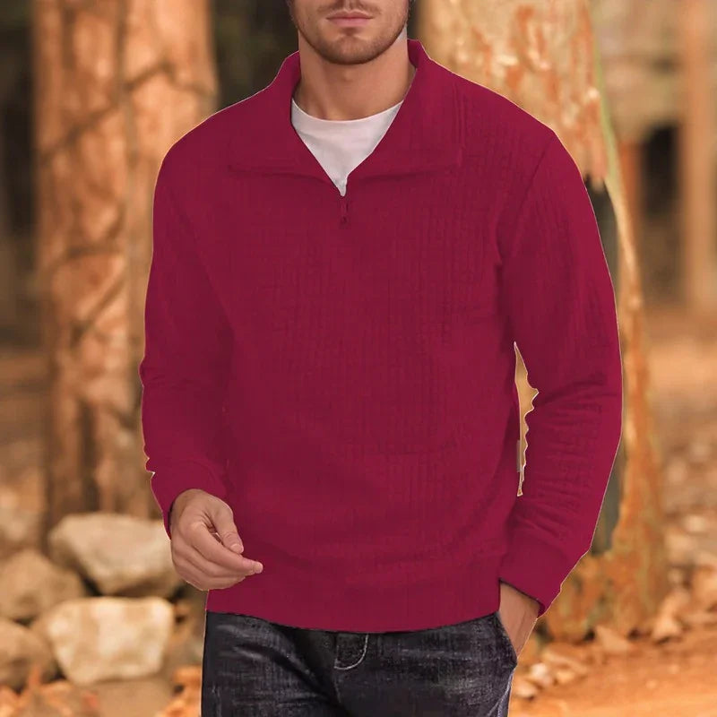 Blusa Masculina Carter™ em Tecido Texturizado com Zíper Parcial / Elegância Casual com Conforto Premium!