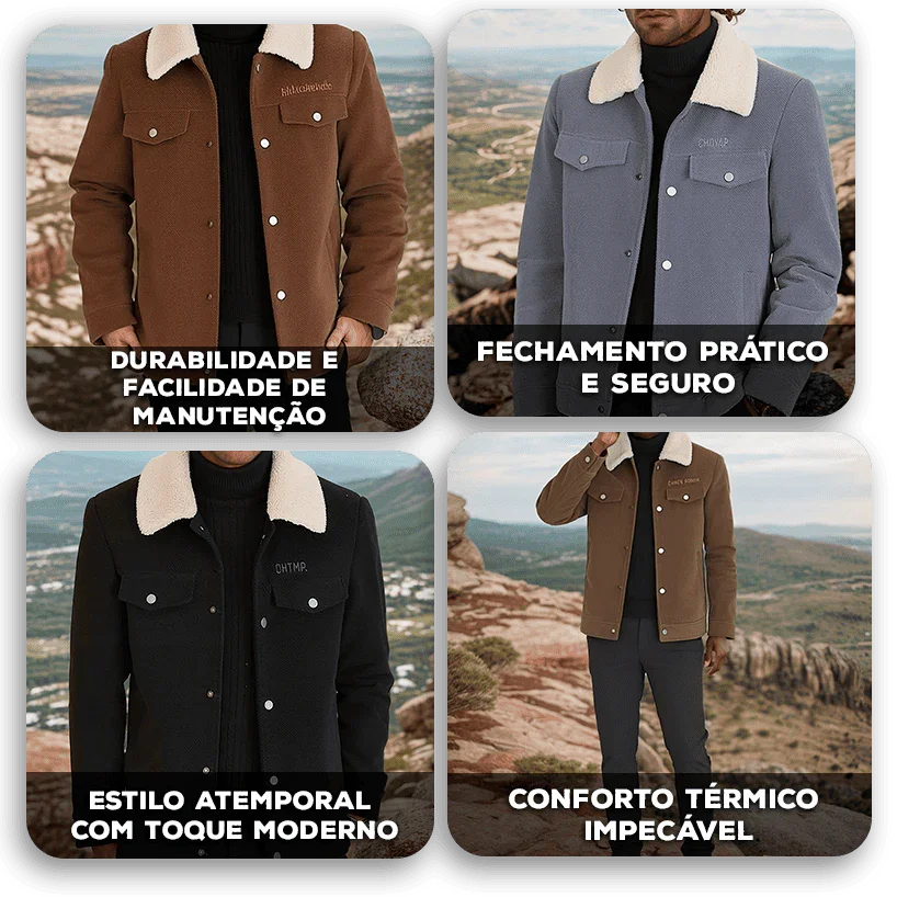 Jaqueta Timberline™ em Veludo Cotelê com Gola Shearling / Para Homens que Encaram o Frio com Estilo e Personalidade!