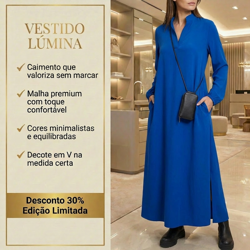 Vestido Lúmina™ em Malha Premium Texturizada com Gola Elegante!