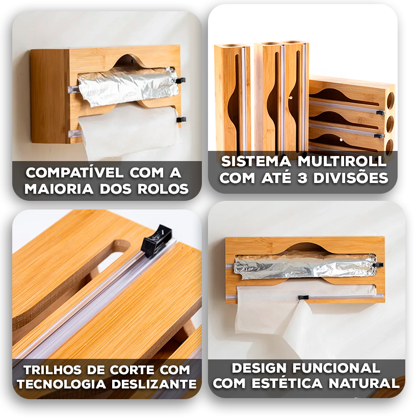 Organizador EcoClean Modern Lar™ em Bambu Natural com Trilhos de Corte Inteligente / Funcionalidade que Valoriza Seu Espaço