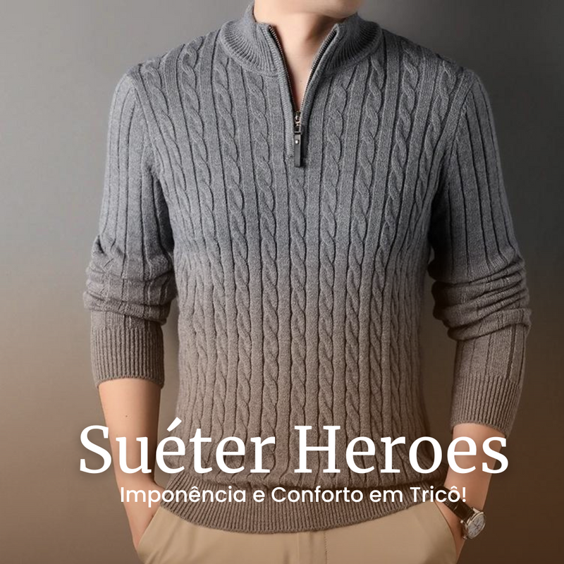 Suéter Heroes™ com Gola Alta e Zíper / Imponência e Conforto em Tricô!
