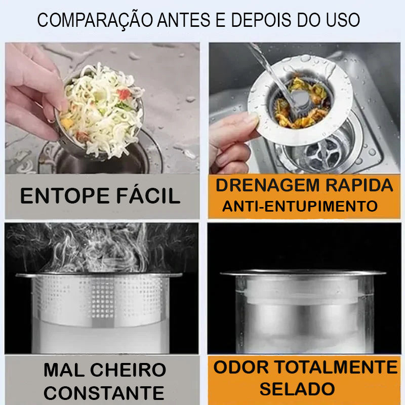 (Compre 2 e Leve 4) Clip de Ralo de Pia Modern Lar™ com Filtro Anti-Entupimento / Vedação Perfeita e Design Elegante para sua Cozinha!