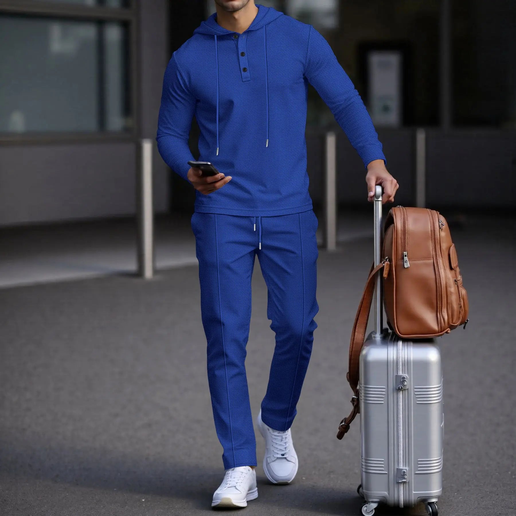 Conjunto Manchester™ em Algodão Texturizado com Capuz e Calça Slim