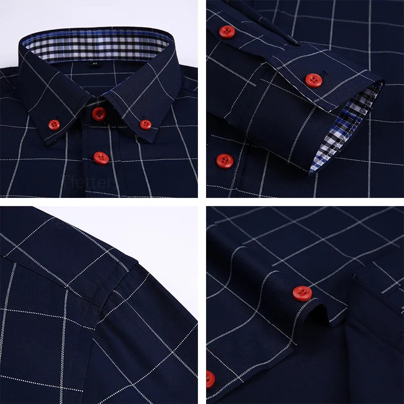 Camisa Alaric™ com Forro Interno Xadrez e Visual Social Casual / Um Clássico Masculino com Presença Refinada