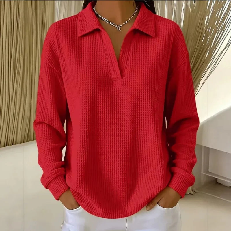 Blusa Luma™ com Tecido Texturizado, Gola Clássica e Modelagem Ampla / Detalhes Sutis Que Deixam o Básico Muito Mais Interessante