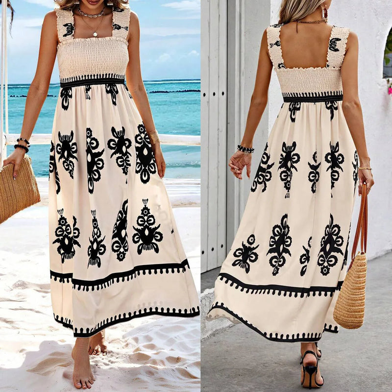 Vestido Mykonos Beach™ com Estampas Barrocas e Caimento Impecável / A Elegância das Praias Gregas com o Conforto de um Look Descontraído!