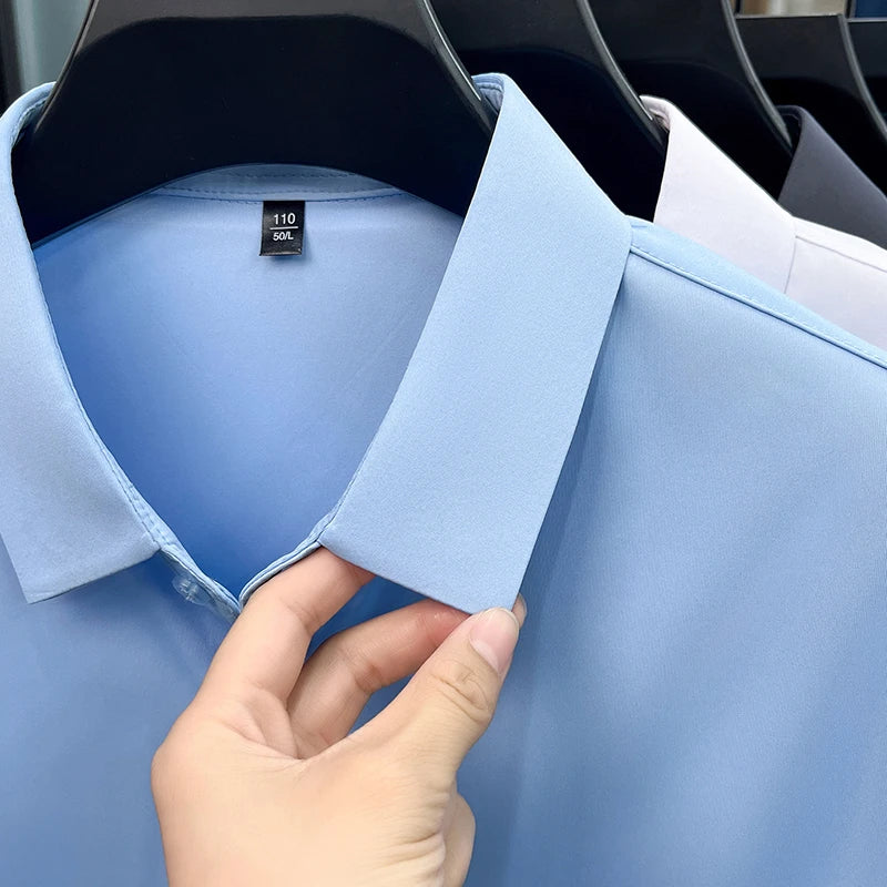 Camisa Calvero™ com Tecido Flexível de Toque Fresco, Gola Clássica e Botões Frontais