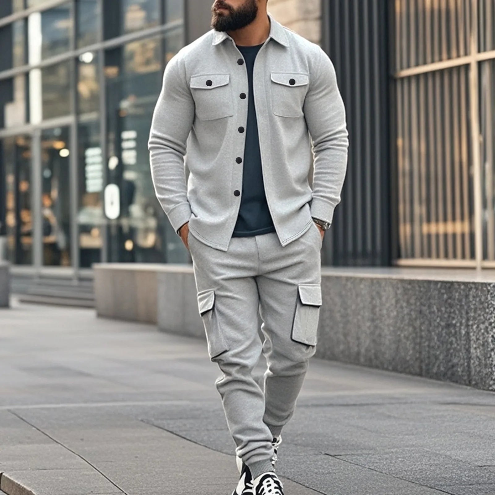 Conjunto Brener™ em Moletom com Camisa de Manga Longa e Calça Cargo