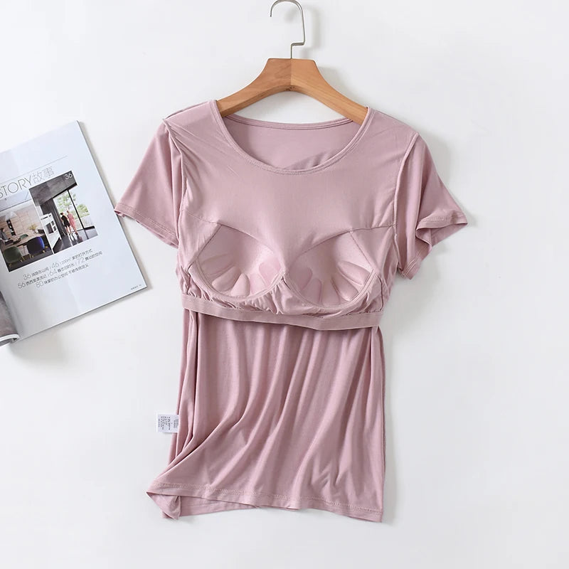 Blusa Velina™ com Bojo Interno, Manga Curta e Modelagem Ajustada