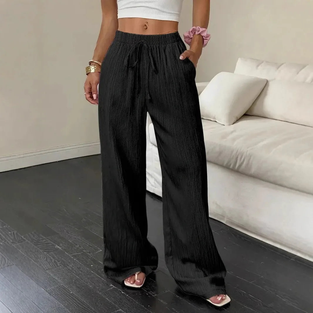 Calça Marelle™ com Cordão Ajustável e Caimento Pantalona