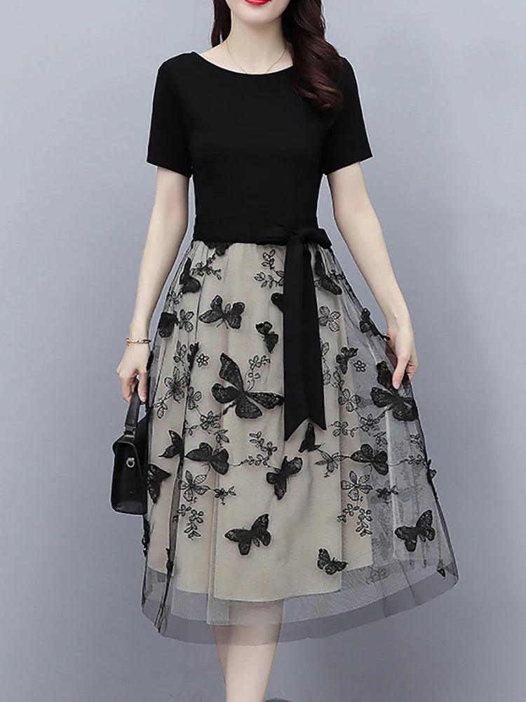 Vestido Dupla Camada Belleza™ com Detalhes de Borboleta / Elegância e Sofisticação em Cada Camada! - ModernLar