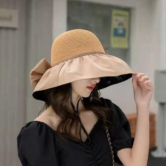 (Promoção Compre 1 Leve 2) Chapéu Clarita™ UV Dobrável com Laço / Proteja-se do Calor Mais Intenso com Muito Charme e Elegância!