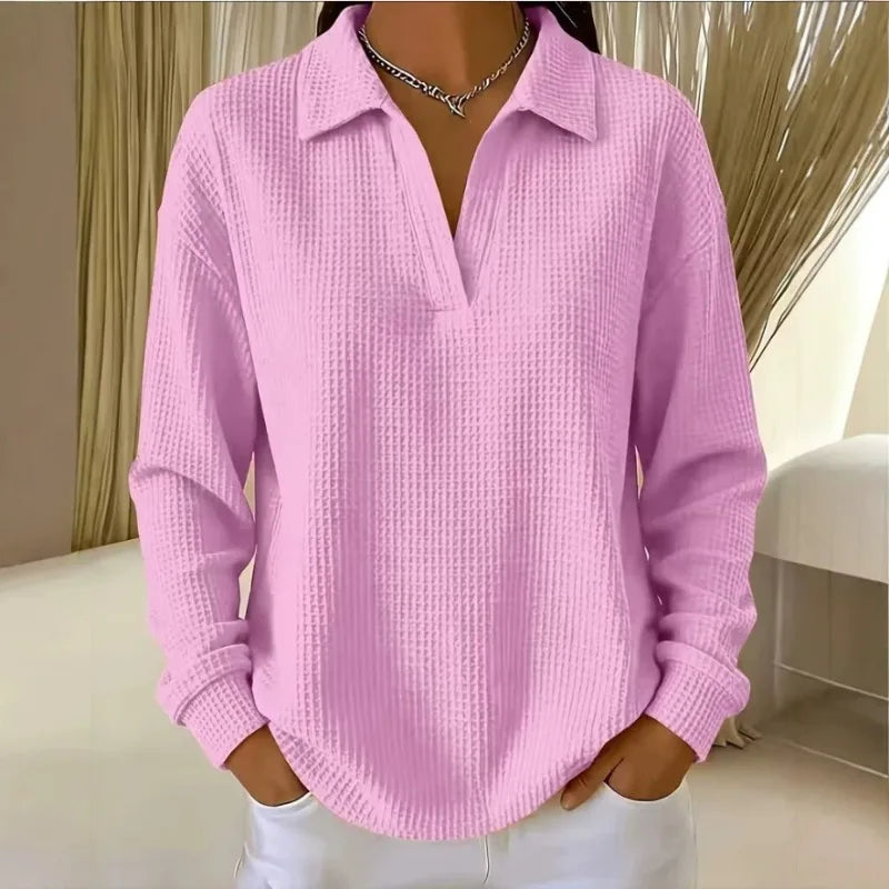 Blusa Luma™ com Tecido Texturizado, Gola Clássica e Modelagem Ampla / Detalhes Sutis Que Deixam o Básico Muito Mais Interessante
