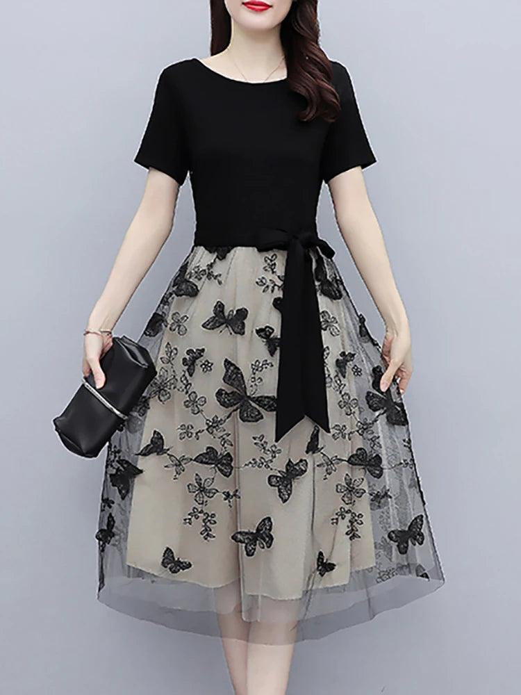 Vestido Dupla Camada Belleza™ com Detalhes de Borboleta / Elegância e Sofisticação em Cada Camada! - ModernLar