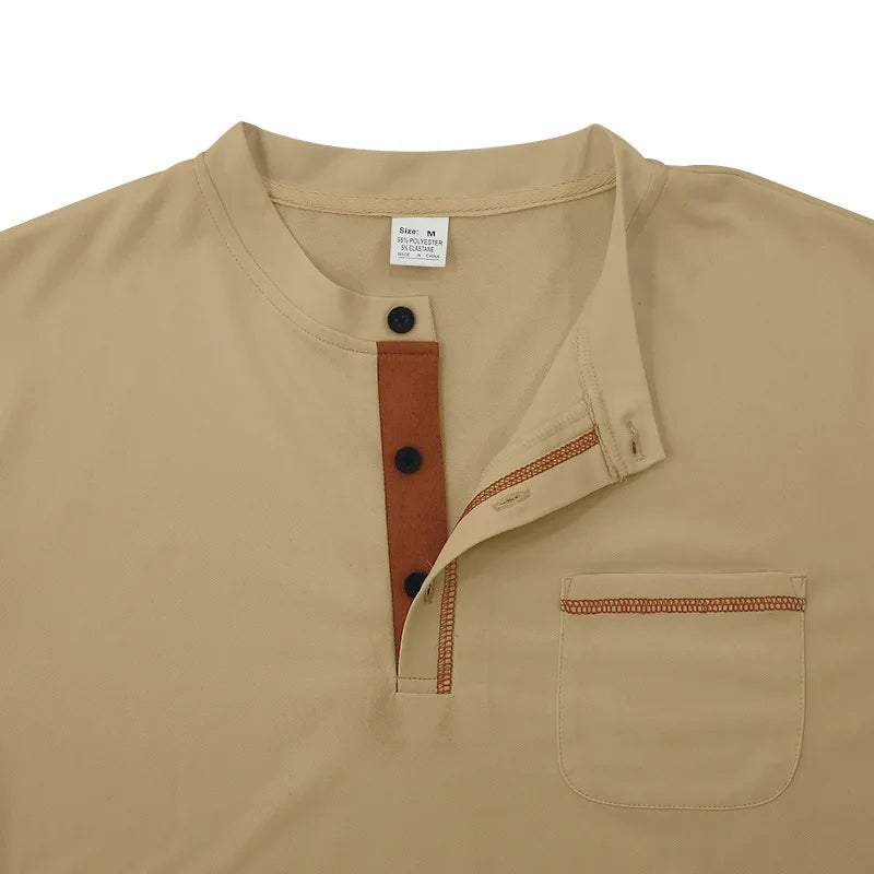 Camiseta Casual Torvani™ com Gola Padre e Acabamento Contrastante / Fácil de Combinar do Jeans à Alfaiataria
