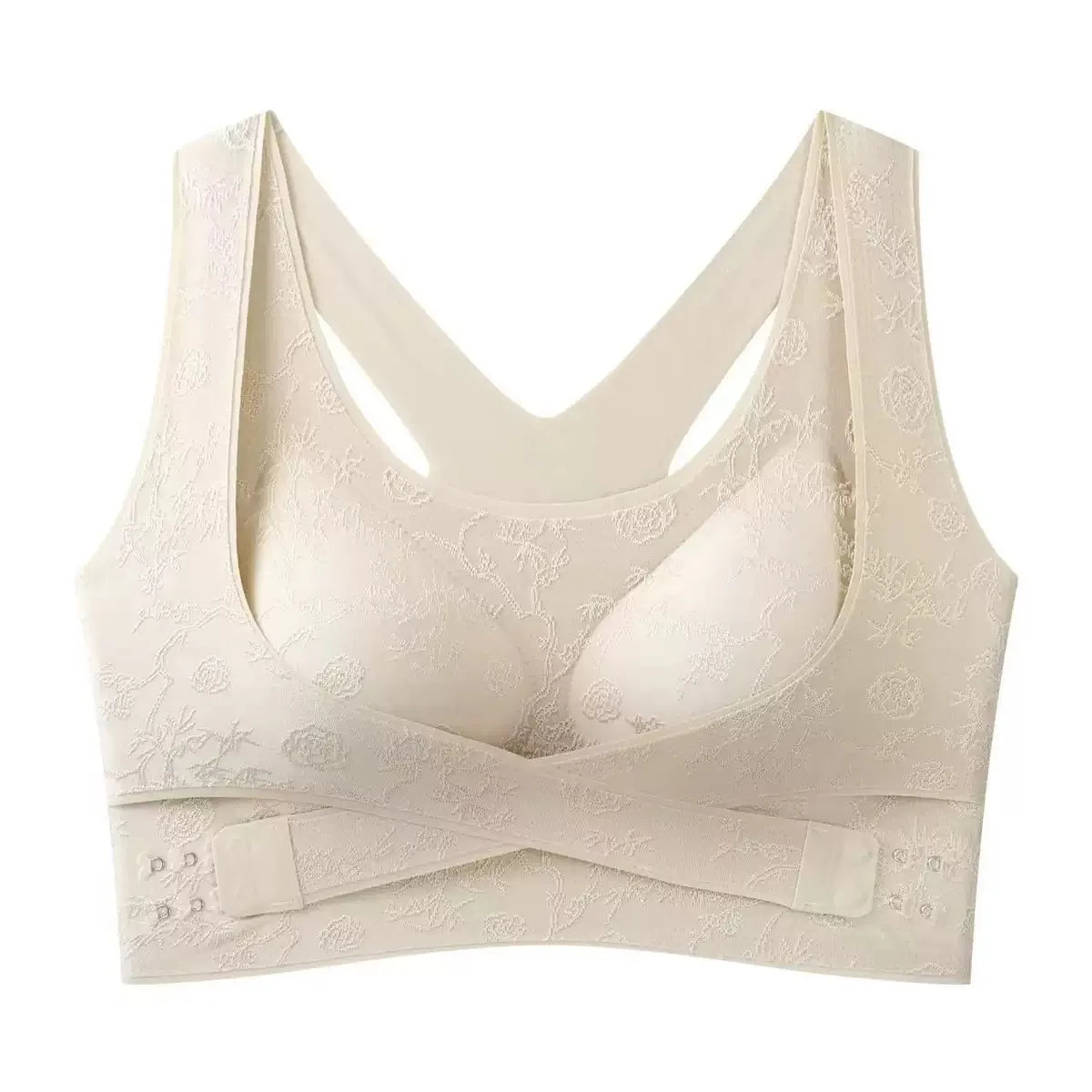 Top Modelador Lioren™ com Faixa Transpassada Ajustável e Textura Floral em Relevo