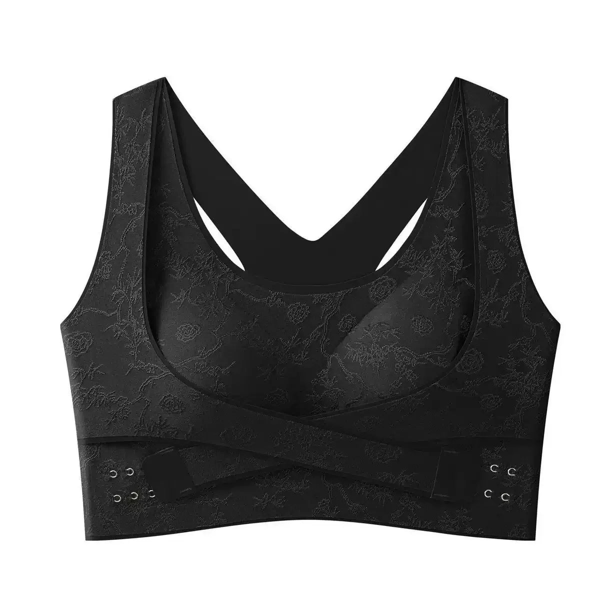 Top Modelador Lioren™ com Faixa Transpassada Ajustável e Textura Floral em Relevo