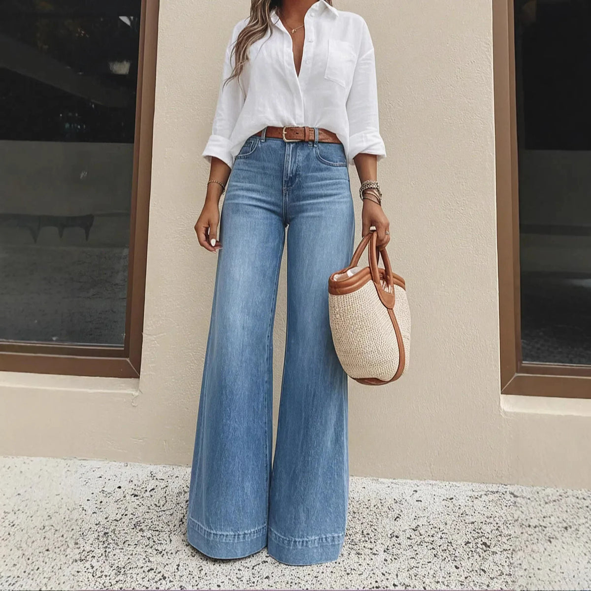 Calça Jeans Valenza™ com Cintura Alta e Modelagem Pantalona / O Jeans Que Transita do Casual ao Refinado com Facilidade