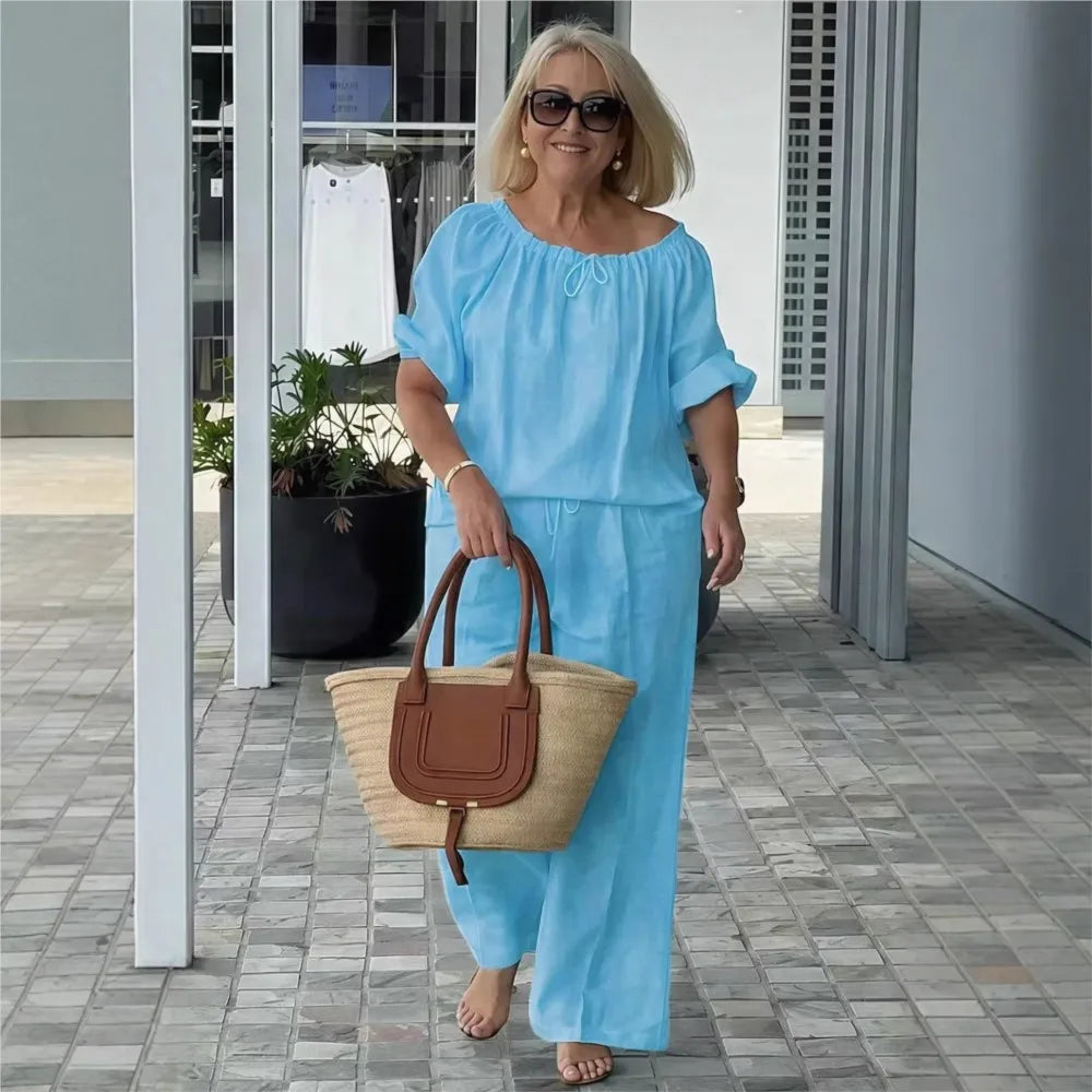 Conjunto Céliane™ em Linho de Algodão com Caimento Solto