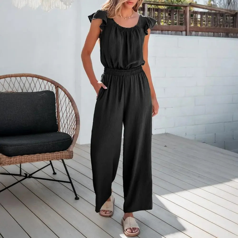 Macacão Donna Lisse™ Em Viscose com Babados Delicados / Um Toque de Charme para Qualquer Ocasião!