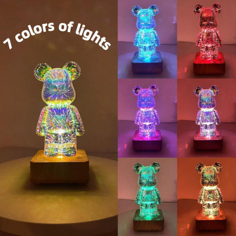 Luminaria Decorativa RGB - Crystal Bear / Lâmpada de Vidro com efeitos de Fogos de artifício - ModernLar