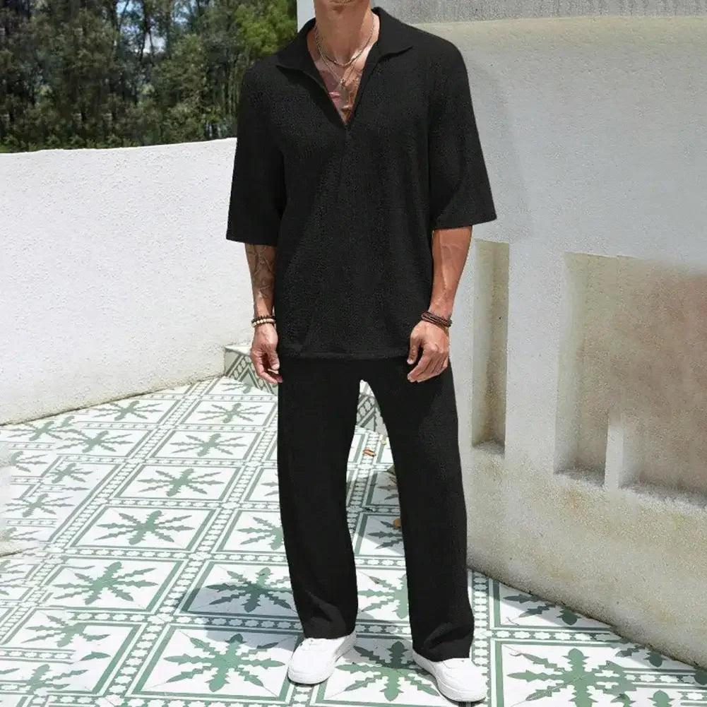 Conjunto Helsinki™ Estilo Old Money em Viscose Texturizada