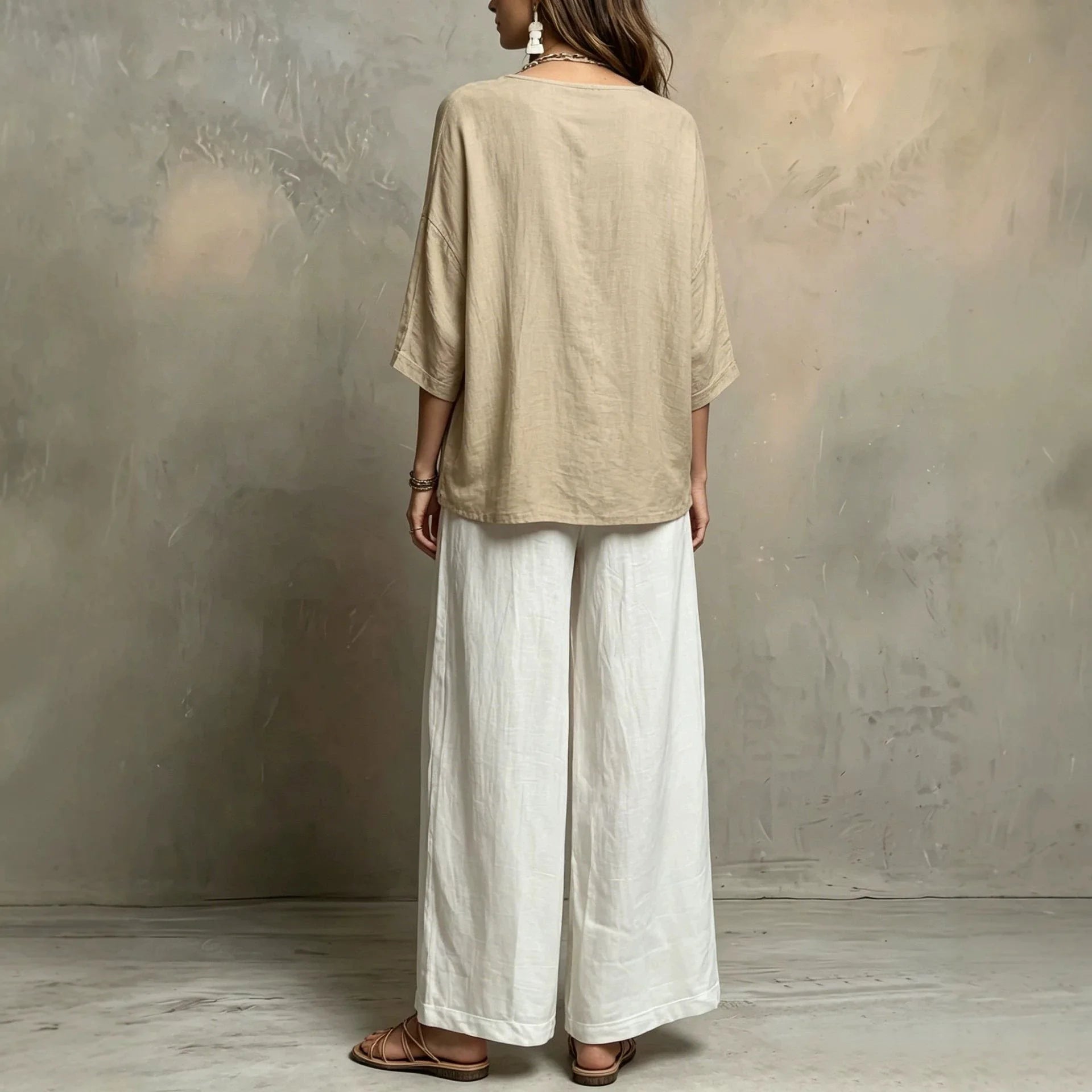 Conjunto Lurea™ com Blusa de Mangas Amplas e Calça Pantalona / Elegância Descomplicada Para Qualquer Ocasião.