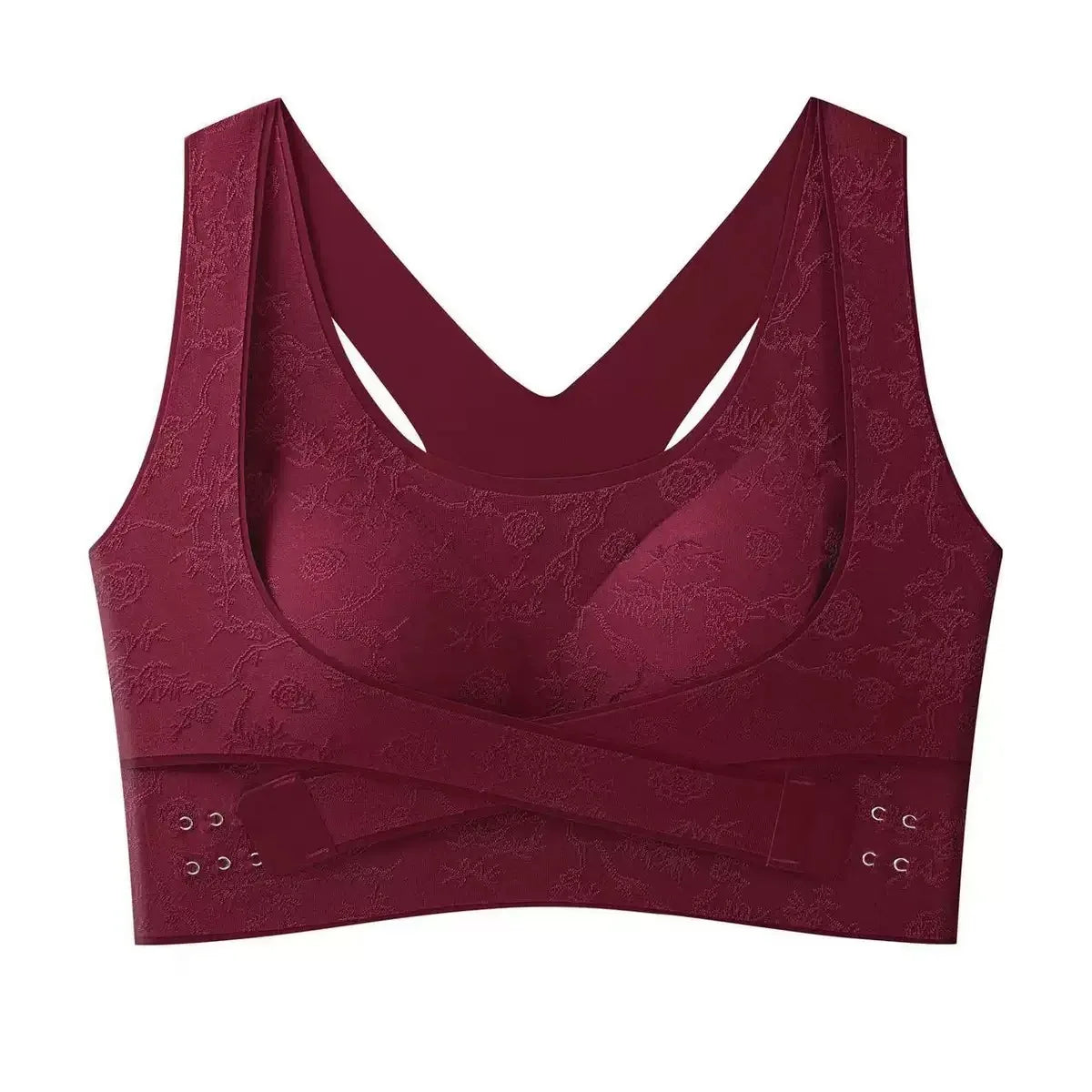 Top Modelador Lioren™ com Faixa Transpassada Ajustável e Textura Floral em Relevo