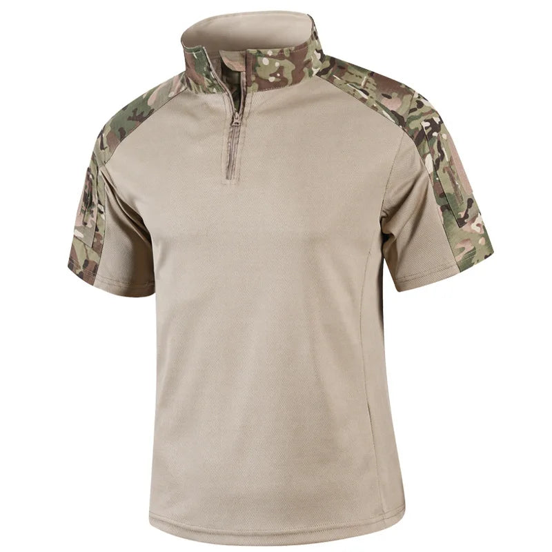 Camiseta Kaiven™ com Recortes Camuflados e Gola com Zíper / Um Visual Tático Que Traz Mais Presença Ao Casual
