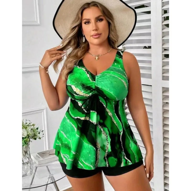 Conjunto Tankini Isla™ com Regata Estampada e Short de Cintura Alta